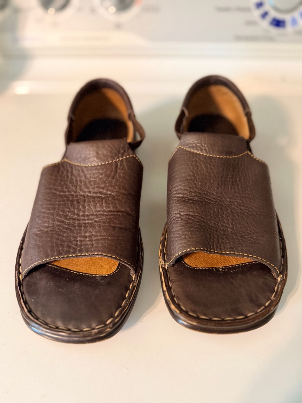 Børn Brown Leather Slingback Comfort Sandals Women’s Size 7 Handcrafted Mexico